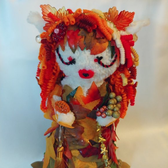 Handmade Autumn Woodland Fairy Pom Pom Nymph